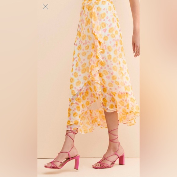 Floral Wrap Halter Dress, size XS, bridal shower, vacation, formal midi dress - Picture 3 of 14